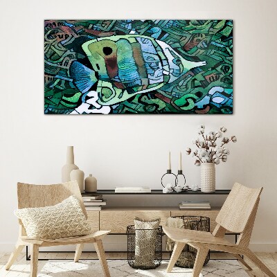 Colorful fish world Glass Wall Art