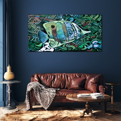 Colorful fish world Glass Wall Art