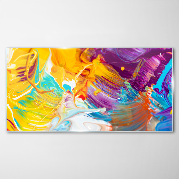 Dynamic explosion of colors Glass Wall Art