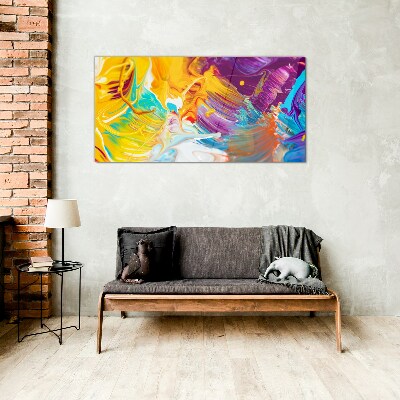 Dynamic explosion of colors Glass Wall Art