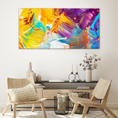 Dynamic explosion of colors Glass Wall Art