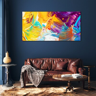 Dynamic explosion of colors Glass Wall Art