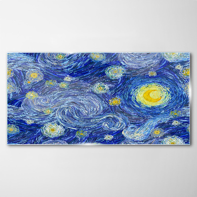 Starry night Glass Wall Art