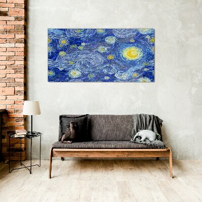 Starry night Glass Wall Art