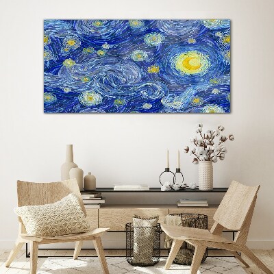 Starry night Glass Wall Art