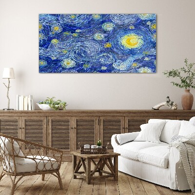Starry night Glass Wall Art