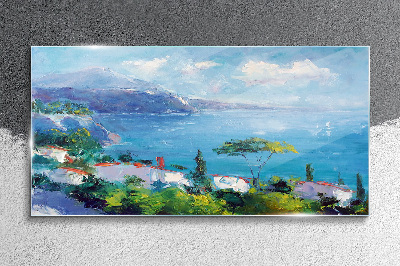 Seascape in blue Glass Wall Art