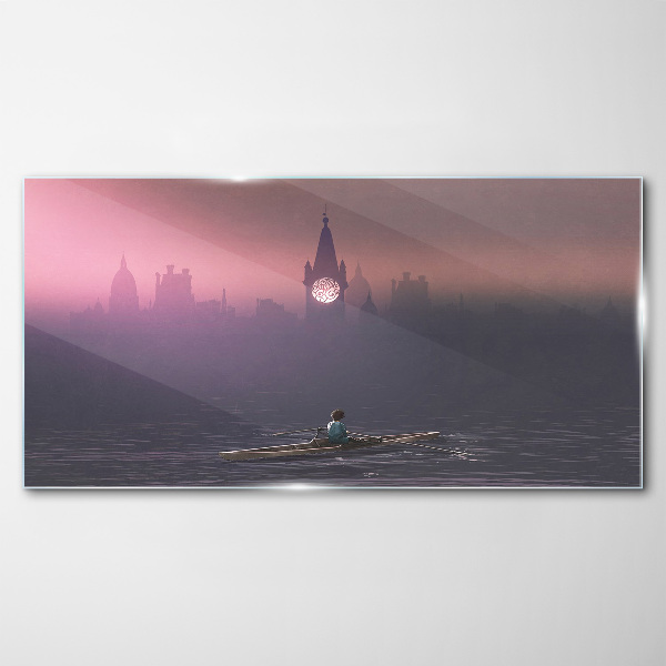 Immersed in the city mists Glass Wall Art