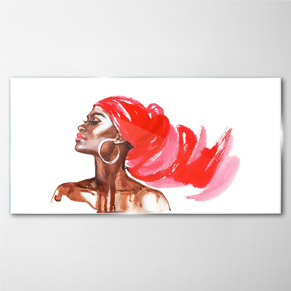 Portrait of a woman with red hair Glass Wall Art