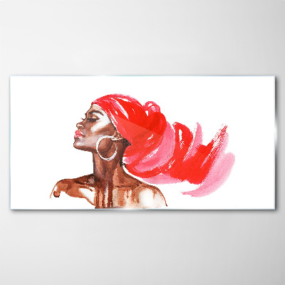 Portrait of a woman with red hair Glass Wall Art