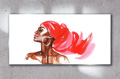 Portrait of a woman with red hair Glass Wall Art