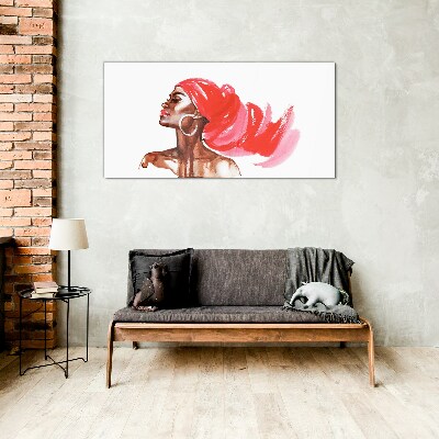 Portrait of a woman with red hair Glass Wall Art