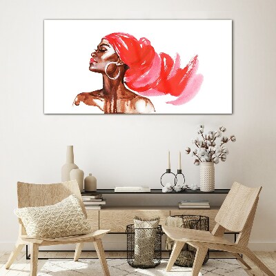 Portrait of a woman with red hair Glass Wall Art