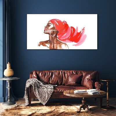 Portrait of a woman with red hair Glass Wall Art