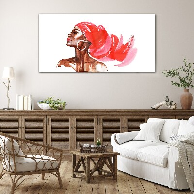 Portrait of a woman with red hair Glass Wall Art