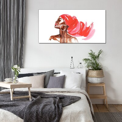 Portrait of a woman with red hair Glass Wall Art