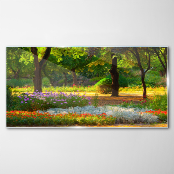 A flower paradise in a sunny garden Glass Wall Art