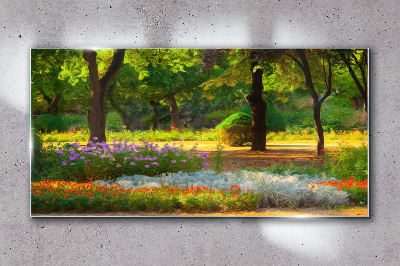 A flower paradise in a sunny garden Glass Wall Art