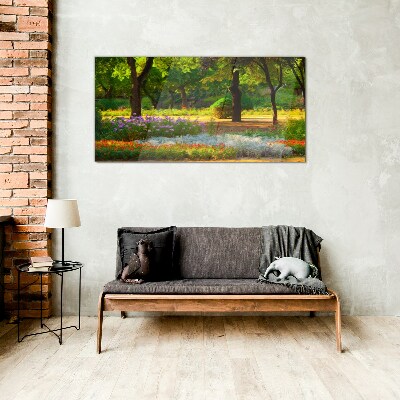 A flower paradise in a sunny garden Glass Wall Art