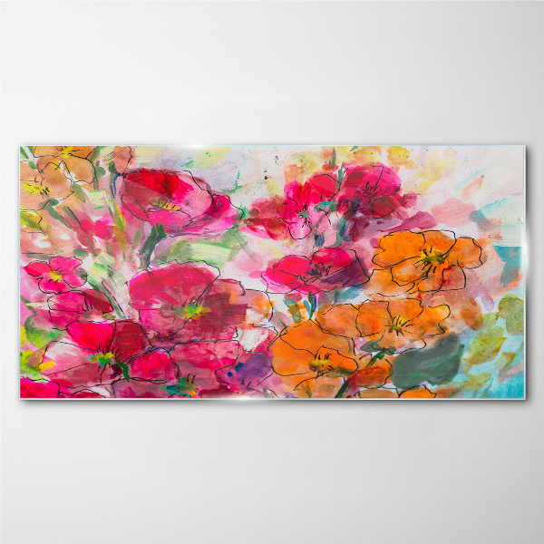 Floral explosion of colors Glass Wall Art