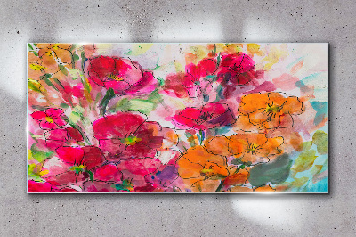 Floral explosion of colors Glass Wall Art