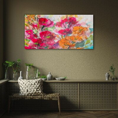 Floral explosion of colors Glass Wall Art