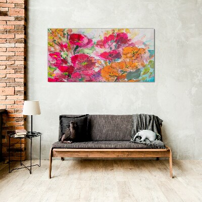 Floral explosion of colors Glass Wall Art
