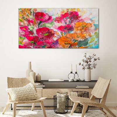 Floral explosion of colors Glass Wall Art