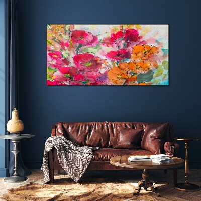 Floral explosion of colors Glass Wall Art