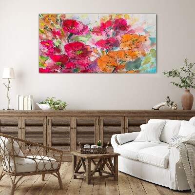 Floral explosion of colors Glass Wall Art