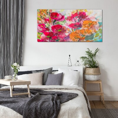 Floral explosion of colors Glass Wall Art