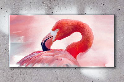 Pink flamingo in pastel colors Glass Wall Art