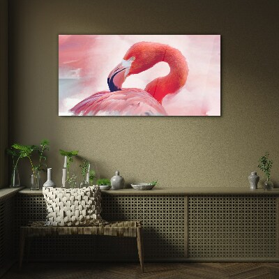 Pink flamingo in pastel colors Glass Wall Art