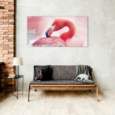 Pink flamingo in pastel colors Glass Wall Art