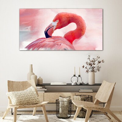 Animal bird flamingo Glass Wall Art