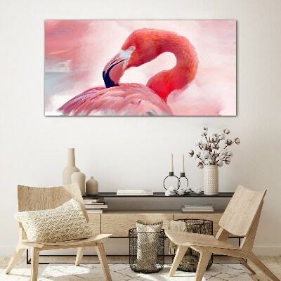 Pink flamingo in pastel colors Glass Wall Art