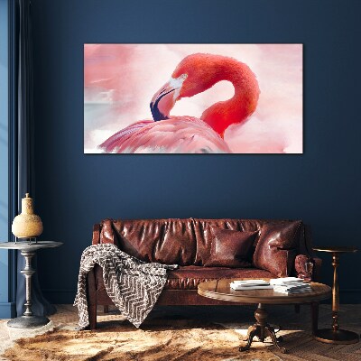 Pink flamingo in pastel colors Glass Wall Art