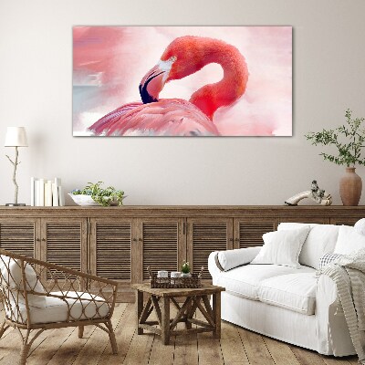 Pink flamingo in pastel colors Glass Wall Art