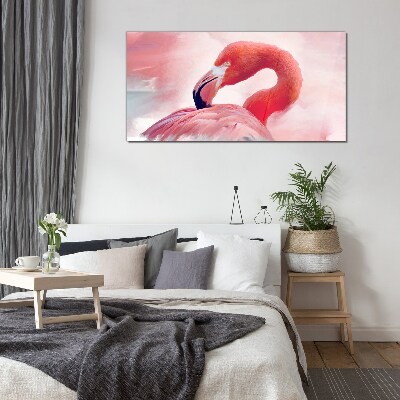 Pink flamingo in pastel colors Glass Wall Art