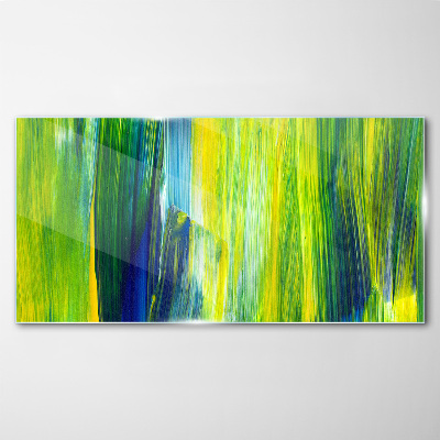 Green and blue abstract stripes Glass Wall Art