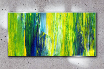 Green and blue abstract stripes Glass Wall Art