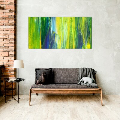 Green and blue abstract stripes Glass Wall Art
