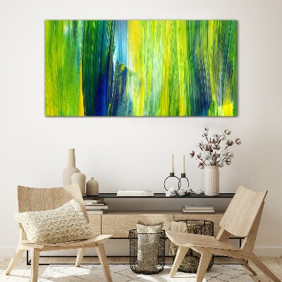 Green and blue abstract stripes Glass Wall Art