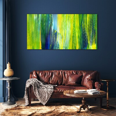 Green and blue abstract stripes Glass Wall Art