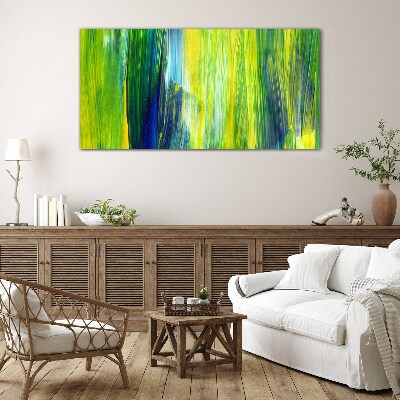 Green and blue abstract stripes Glass Wall Art