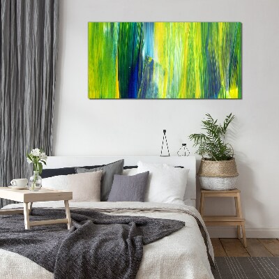 Green and blue abstract stripes Glass Wall Art