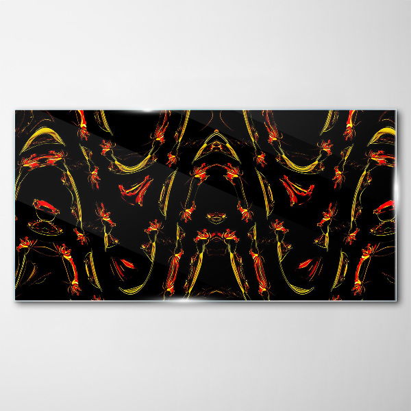 Dynamic Lines in Red and Yellow Glass Wall Art