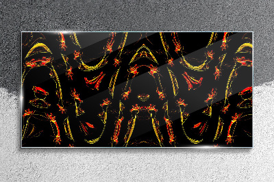 Dynamic Lines in Red and Yellow Glass Wall Art