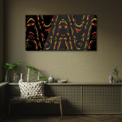 Dynamic Lines in Red and Yellow Glass Wall Art