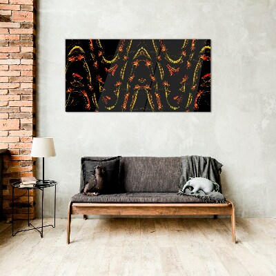 Dynamic Lines in Red and Yellow Glass Wall Art